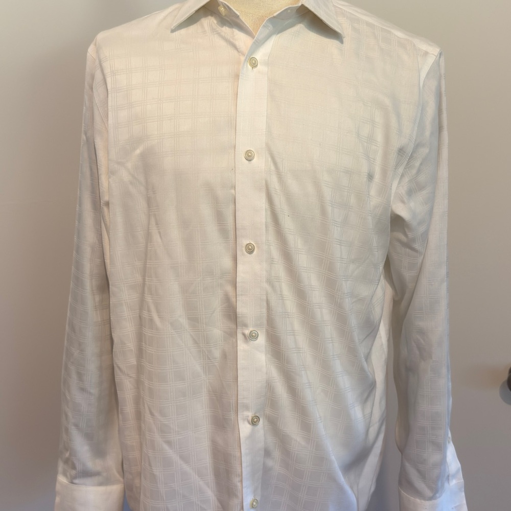 Banana Republic White Textured Dress Shirt Size L